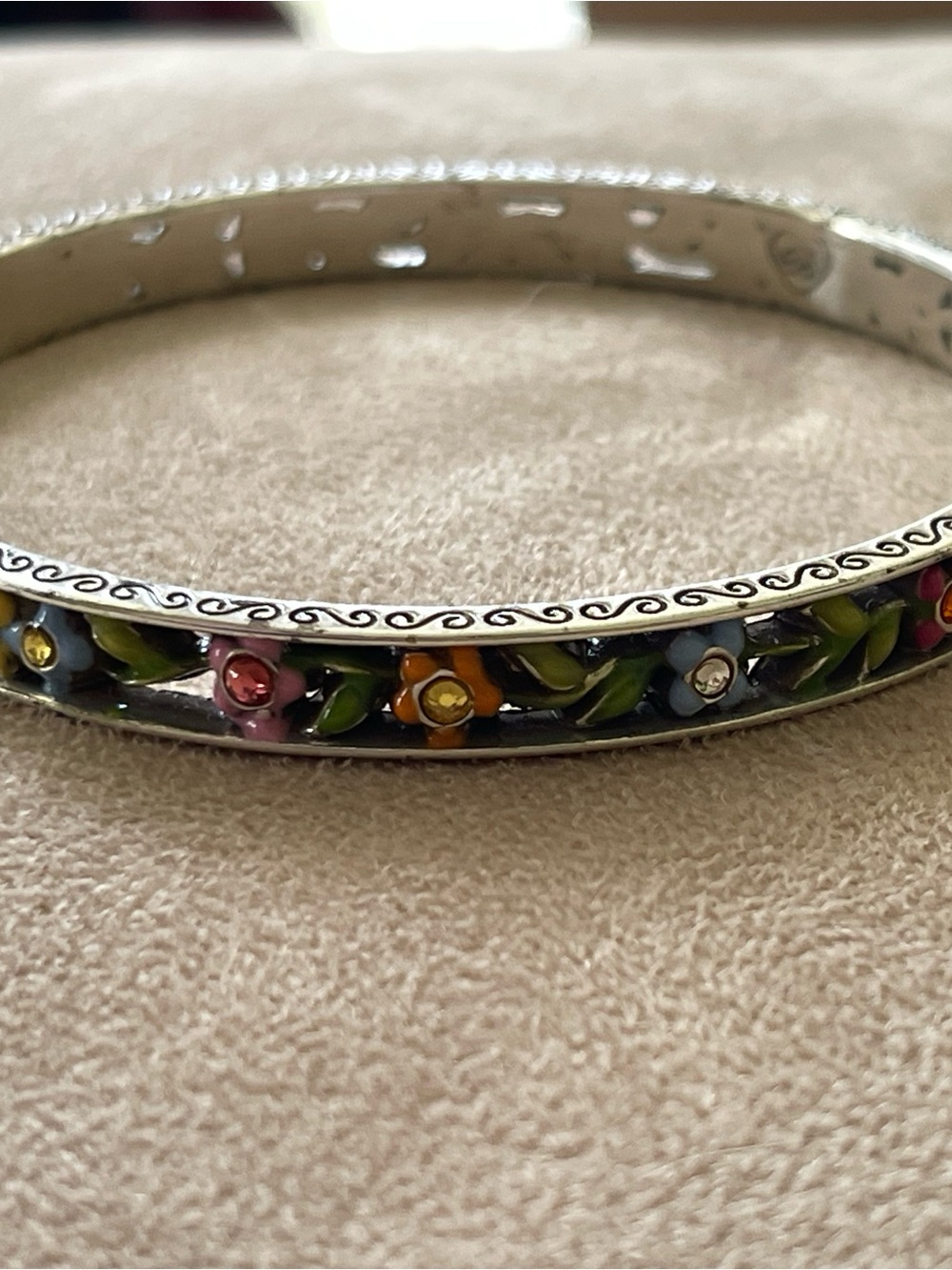 RETIRED Brighton FLOWER CHILD Bangle Bracelet with multicolor flowers & crystals